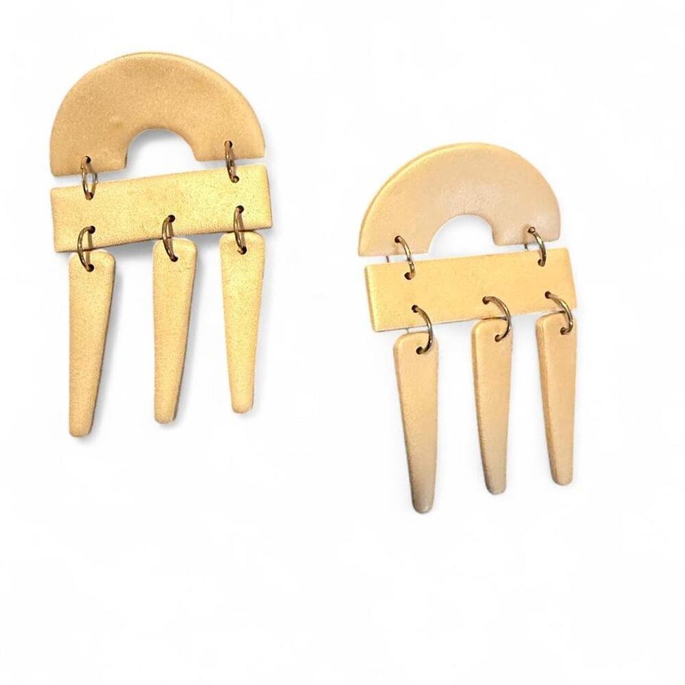 Shop31Suns Gold Polymer Clay Statement Earrings Boho Handmade